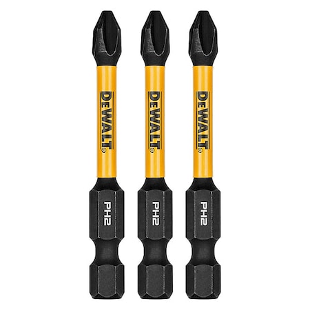 Dewalt FlexTorq Power Bit, L:2.25", PKG3, BitSize:PH2 DWAF2PH2IR3