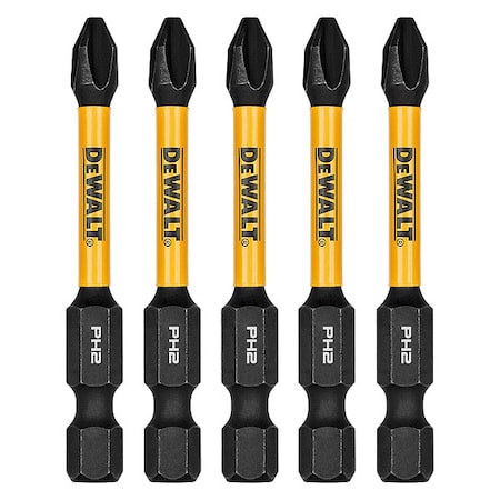 Dewalt FlexTorq Power Bit, L:2.25", PKG5, BitSize:PH2 DWAF2PH2IR5