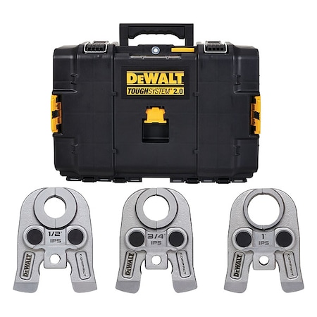 Dewalt Compact IPS Press Jaws Kit w/ Case, For 1/2 in to 1 in Pipe, Gray Galvanized DCE212K