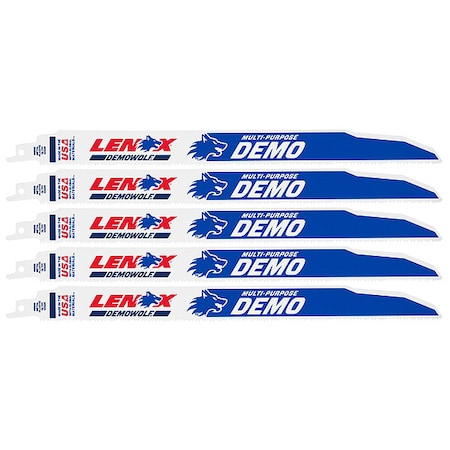 Lenox 12 in x 10 TPI Reciprocating Saw Blade Set, LENOX, 5 PK LXAR1250R