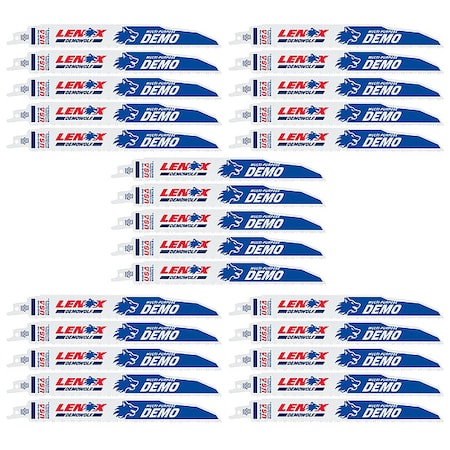 Lenox 9 in x 10 TPI Reciprocating Saw Blade Set, LENOX, 25 PK LXARB950R