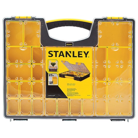 Stanley Compartment Box W/25 Compartments, 16-1/2 in W x 2-1