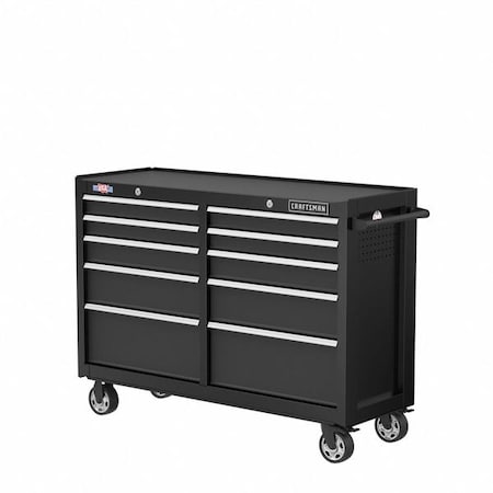 Craftsman S2000 Rolling Tool Cabinet, 10 Drawer, Black, Steel, 52 in W x 18 in D x 37-1/2 in H CMST98273BK