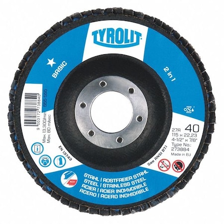 Radiac Abrasives Flap Disc, T29, 7" x 5/8"-11, 80 Grit, PK5, Abrasive Material: Zirconia Alumina 34335764