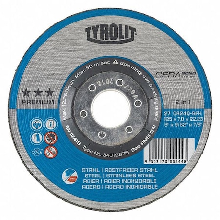 Radiac Abrasives Grinding Wheel, T27, 7" x 7/8", 24 Grit, PK5 34216389