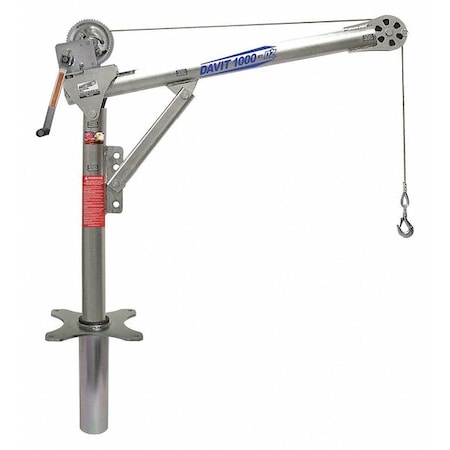 Oz Lifting Products Davit Crane Kit, 1,000 lb Capacity, 27.5 in to 42 in Reach, 0 in to 660 in Lift Range, Silver OZ1000DAV-SP10