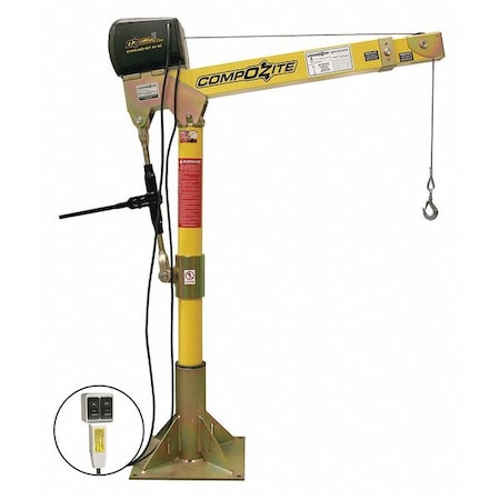 Oz Lifting Products Davit Crane Kit, 1,200 lb Capacity, 22 in to 66 in Reach, 0 in to 540 in Lift Range, Yellow OZ1200DAV-ACW-SP4