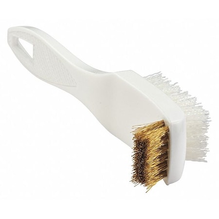 Tanis Brush Brush, Utility 2-Way, Polyester and Brass, 2-1/4 in L Brush, Natural/Yellow, Plastic 00525