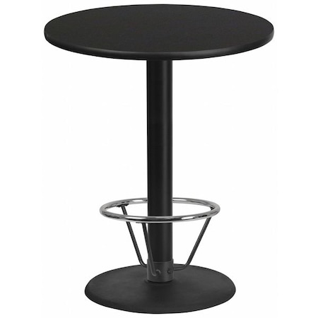 Flash Furniture Round Table-RD Base, Laminate Blk, 36", Round, Laminate Top, Wood Grain XU-RD-36-BLKTB-TR24B-4CFR-GG