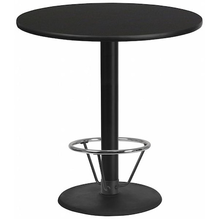 Flash Furniture Round Table-RD Base, Laminate Blk, 42", Round, Laminate Top, Wood Grain XU-RD-42-BLKTB-TR24B-4CFR-GG