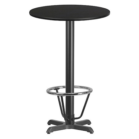 Flash Furniture Round Laminate Table, Laminate, Wood Grain XU-RD-24-BLKTB-T2222B-3CFR-GG