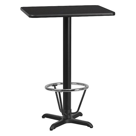 Flash Furniture Rectangle Laminate Table, 24" W, 30" L, 43.125" H, Laminate, Wood Grain XU-BLKTB-2430-T2222B-3CFR-GG