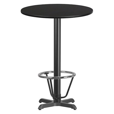 Flash Furniture Round Laminate Table, Laminate, Wood Grain XU-RD-30-BLKTB-T2222B-3CFR-GG