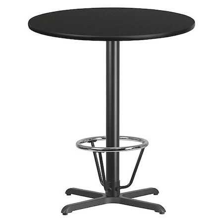 Flash Furniture Round Laminate Table, Laminate, Wood Grain XU-RD-36-BLKTB-T3030B-3CFR-GG