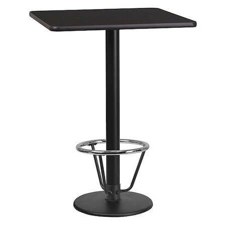 Flash Furniture Square Table-RD Base, Laminate Blk, 24", Square, Laminate, Wood Grain XU-BLKTB-2424-TR18B-3CFR-GG