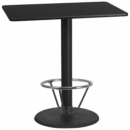 Flash Furniture Rectangle Table-RD Base, Laminate Blk, 24"X42", Laminate Top, Wood Grain XU-BLKTB-2442-TR24B-4CFR-GG