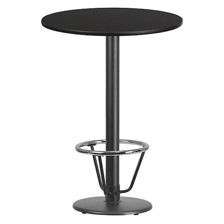 Flash Furniture Round Table-RD Base, Laminate Blk, 30", Round, 30" W, 30" L, 43.125" H, Laminate, Wood Grain XU-RD-30-BLKTB-TR18B-3CFR-GG