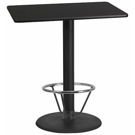 Flash Furniture Rectangle Table-RD Base, Laminate Blk, 30"X42", 30" W, 42" L, 43.125" H, Laminate Top, Wood Grain XU-BLKTB-3042-TR24B-4CFR-GG