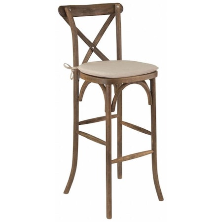 Flash Furniture Barstool, Cushion, Antique, Cross Back XA-X-BAR-GO-BC-GG