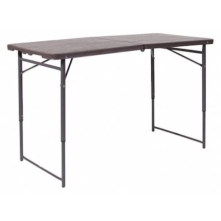 Flash Furniture Rectangle Plastic Table, 23.5''W x 48.25''L, Plastic Top, Brown DAD-LF-122Z-GG