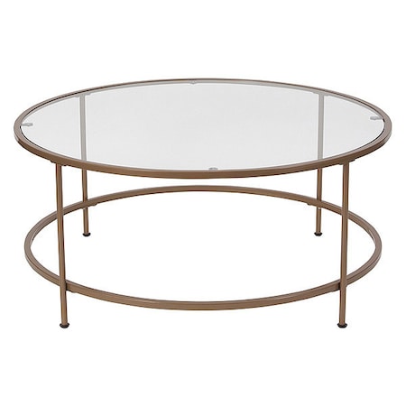 Flash Furniture Astoria Collection Round Coffee Table - Modern Clear Glass Coffee Table with Brushed Gold Frame NAN-JN-21750CT-GG