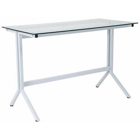 Flash Furniture Computer Desk Computer Desk, Glass, White, Metal, 21-1/2" D X Clear Top/White Frame NAN-JN21719-D-W-GG