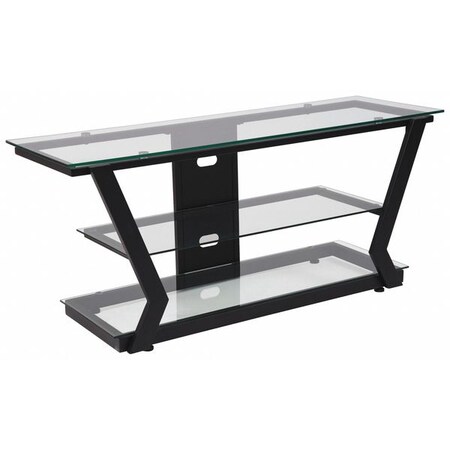 Flash Furniture TV Stand, Glass, Black Metal Frame NAN-JH-1760-GG