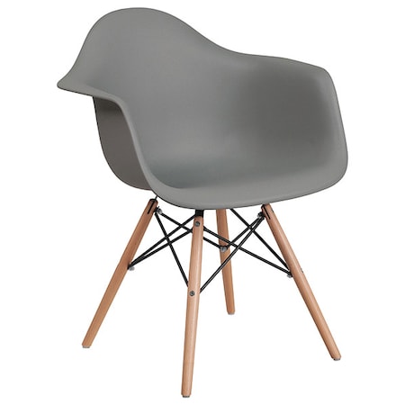 Flash Furniture Alonza Chair, Moss Gray Seat, Wood Back, 24.5 W 25" L 31.25 H, Metal, Polypropylene, Wood Seat FH-132-DPP-GY-GG