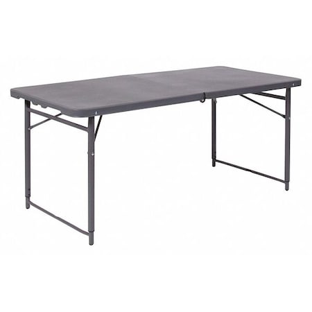 Flash Furniture Rectangle Folding Table, Plastic Top, Grey DAD-LF-122Z-DG-GG