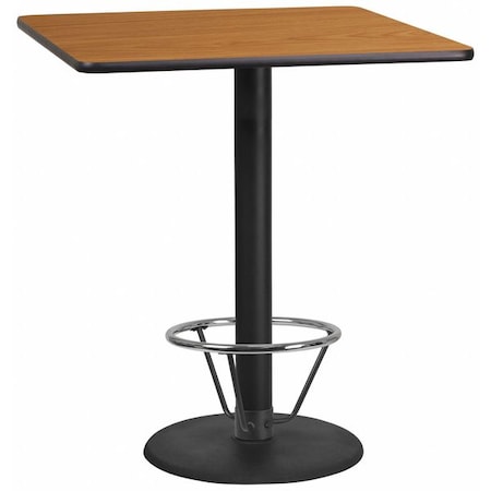 Flash Furniture Square Laminate Table, Laminate Top, Wood Grain XU-NATTB-3636-TR24B-4CFR-GG