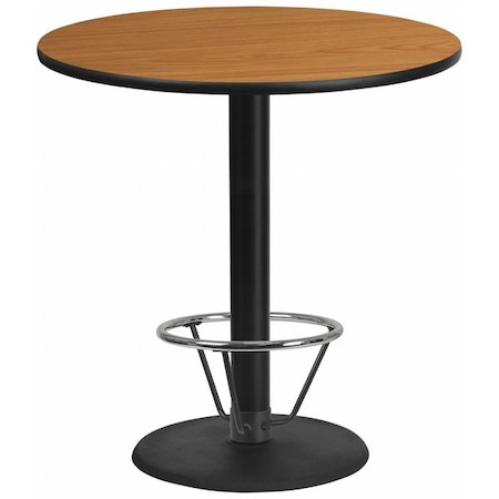 Flash Furniture Round Laminate Table, Laminate Top, Wood Grain XU-RD-42-NATTB-TR24B-4CFR-GG