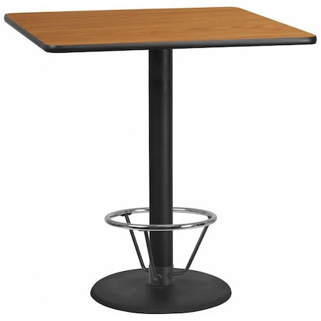 Flash Furniture Square Laminate Table, Laminate Top, Wood Grain XU-NATTB-4242-TR24B-4CFR-GG