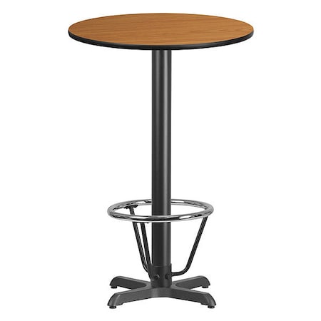 Flash Furniture Round Laminate Table, Laminate, Wood Grain XU-RD-24-NATTB-T2222B-3CFR-GG