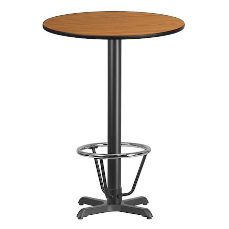 Flash Furniture Round Laminate Table, Laminate, Wood Grain XU-RD-30-NATTB-T2222B-3CFR-GG