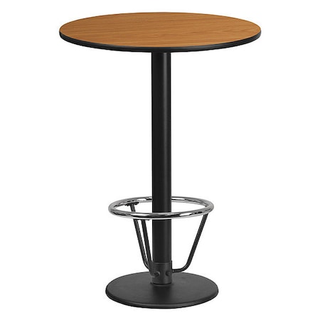 Flash Furniture Round Laminate Table, Laminate, Wood Grain XU-RD-24-NATTB-TR18B-3CFR-GG