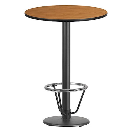 Flash Furniture Round Laminate Table, Laminate, Wood Grain XU-RD-30-NATTB-TR18B-3CFR-GG