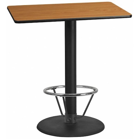 Flash Furniture Rectangle Laminate Table, Laminate Top, Wood Grain XU-NATTB-3042-TR24B-4CFR-GG