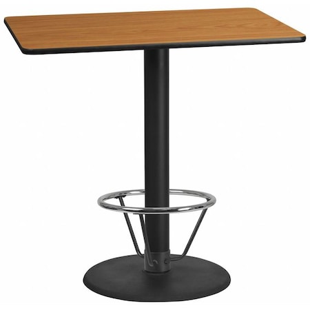 Flash Furniture Rectangle Laminate Table, Laminate Top, Wood Grain XU-NATTB-3048-TR24B-4CFR-GG