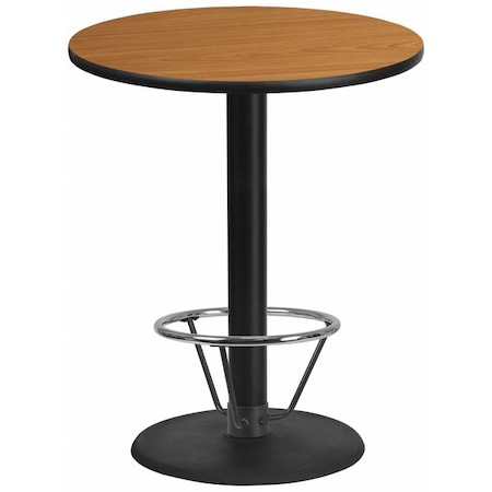 Flash Furniture Round Laminate Table, Laminate Top, Wood Grain XU-RD-36-NATTB-TR24B-4CFR-GG