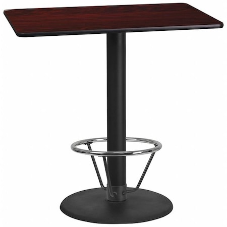 Flash Furniture Rectangle Laminate Table, 24" W, 42" L, 43.125" H, Laminate Top, Wood Grain XU-MAHTB-2442-TR24B-4CFR-GG