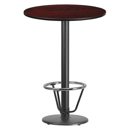 Flash Furniture Round Laminate Table, Laminate, Wood Grain XU-RD-30-MAHTB-TR18B-3CFR-GG