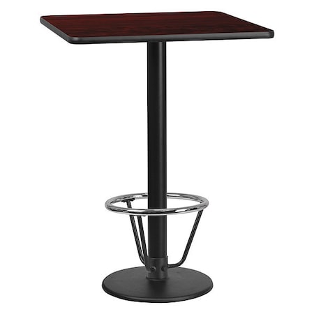 Flash Furniture Square Laminate Table, 30" W, 30" L, 43.125" H, Laminate, Wood Grain XU-MAHTB-3030-TR18B-3CFR-GG
