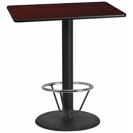 Flash Furniture Rectangle Laminate Table, Laminate Top, Wood Grain XU-MAHTB-3042-TR24B-4CFR-GG
