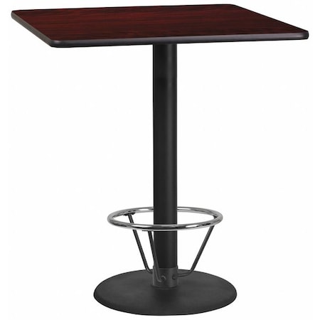 Flash Furniture Square Laminate Table, 36" W, 36" L, 43.125" H, Laminate Top, Wood Grain XU-MAHTB-3636-TR24B-4CFR-GG