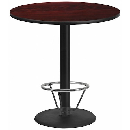 Flash Furniture Round Laminate Table, Laminate Top, Wood Grain XU-RD-42-MAHTB-TR24B-4CFR-GG