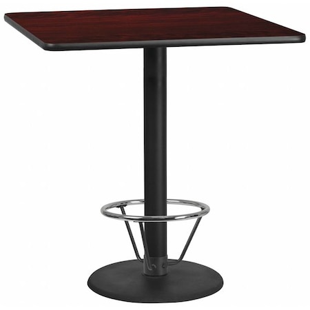 Flash Furniture Square Laminate Table, Laminate Top, Wood Grain XU-MAHTB-4242-TR24B-4CFR-GG