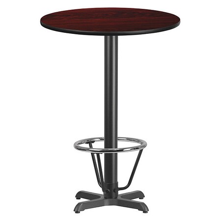 Flash Furniture Round Laminate Table, Laminate, Wood Grain XU-RD-30-MAHTB-T2222B-3CFR-GG