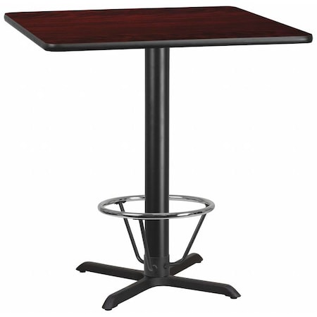 Flash Furniture Square Laminate Table, Laminate Top, Wood Grain XU-MAHTB-4242-T3333B-4CFR-GG
