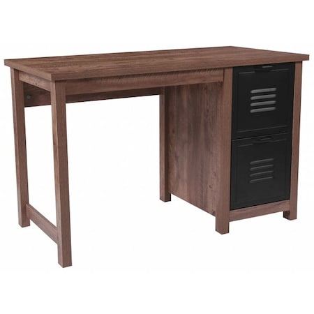 Flash Furniture Computer Desk Computer Desk, Metal Drawers, Oak, 23-1/2" D X 30" H, 47-1/4" W X Crosscut Oak NAN-JN-21736T-GG