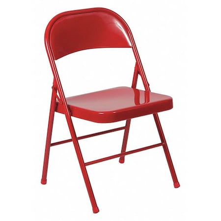 Flash Furniture Chair, Metal Folding, Red, Double Braced BD-F002-RED-GG
